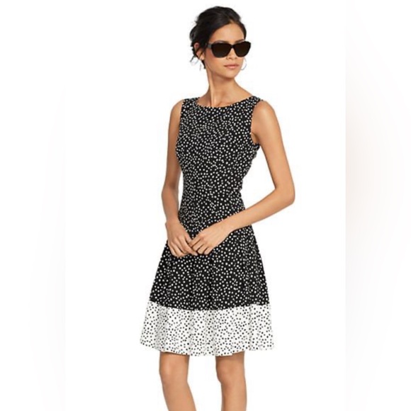 Ralph Lauren Black Polka Dot Bolorblock Fit & Flare Dress Sz 6 - Picture 9 of 9